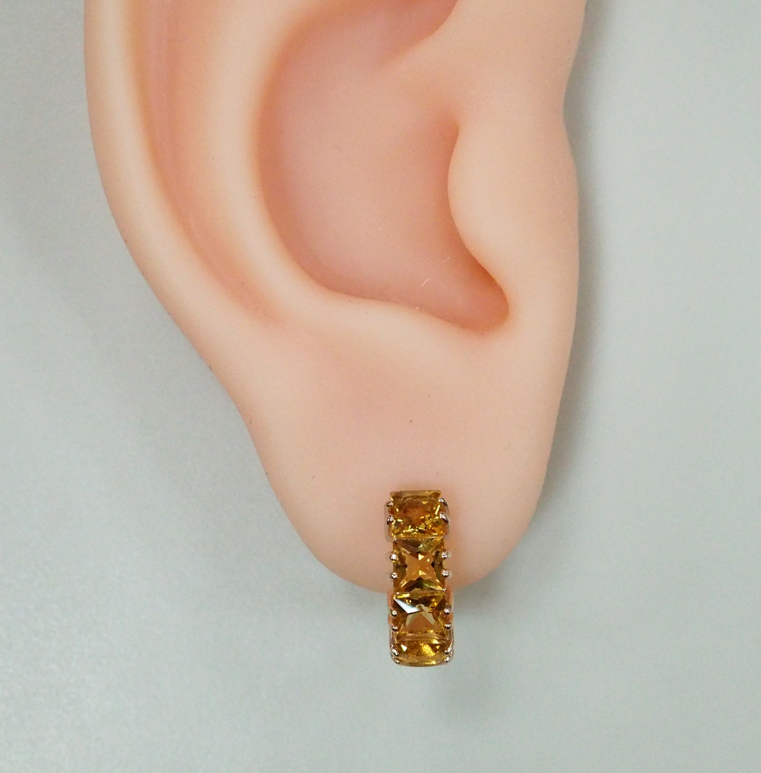 Серебряные серьги-конго с цитринами